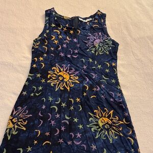 Celestial Sun & Moon Navy Sleeveless Dress